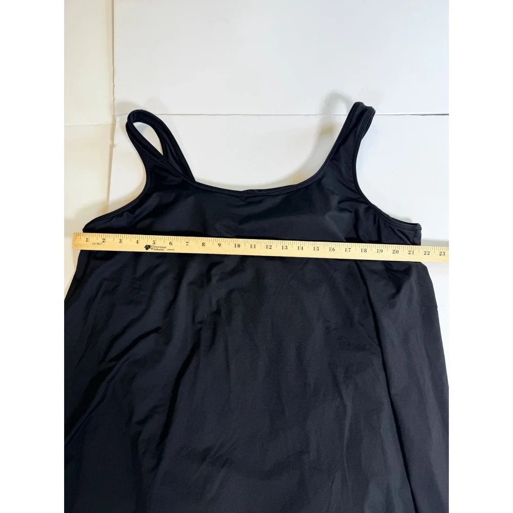 Lands' End One Piece Swimsuit Womens 3X Black Scoop Neck UPF 50+ Sun Protection